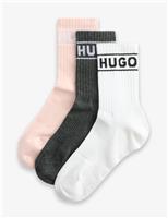 Boss 3 Pack Cotton Rich Ribbed Ankle High Socks Multi