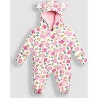 JoJo Maman Bb Fleece Floral Pramsuit (0-12 Mths) Pink