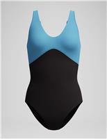 Sculpture Colour Block Scoop Neck Swimsuit