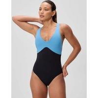 Speedo Sculpture Colour Block Scoop Neck Swimsuit Blue