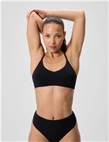 Speedo Solid Scoop Neck Bikini Top Black