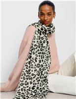 Katie Loxton Animal Print Fringed Scarf Brown Mix