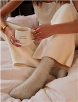Katie Loxton Star Embroidered Fluffy Socks Gift Box Taupe