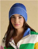 Joules Ribbed Beanie Hat with Wool Pink Mix