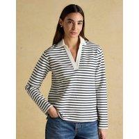 Joules Cotton Rich Striped V-Neck Sweatshirt Navy Mix