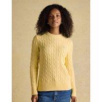 Joules Pure Cotton Cable Knit Crew Neck Jumper Yellow Mix