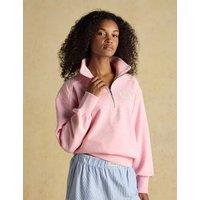 Joules Pure Cotton Funnel Neck Half Zip Sweatshirt Pink