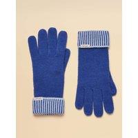 Joules Ribbed Cuff Gloves with Wool Blue Mix