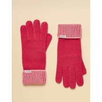 Joules Striped Cuff Gloves with Wool Pink Mix