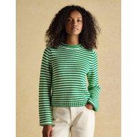 Joules Pure Cotton Striped Jumper Green Mix
