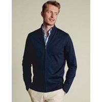 Charles Tyrwhitt Pure Merino Wool Funnel Neck Cardigan Navy