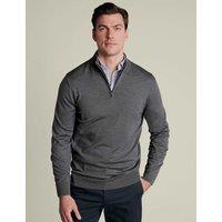 Charles Tyrwhitt Pure Merino Wool Half Zip Jumper Grey