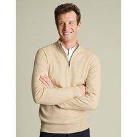 Charles Tyrwhitt Pure Cashmere Half Zip Jumper Cream
