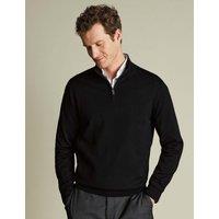 Charles Tyrwhitt Pure Merino Wool Half Zip Jumper Black