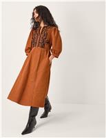 Pure Cotton Embroidered Midi Skater Dress