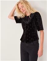 Velvet Embellished Blouse