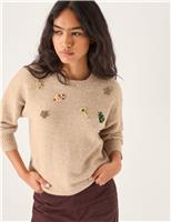 Embroidered Christmas Crew Neck Jumper