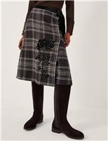 Pure Cotton Checked Midi Wrap Skirt