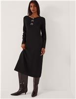 Sequin Bow Detail Midi Column Dress