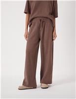 Textured Wide Leg Trousers
