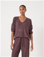 HUSH V-Neck Soft Touch Top Chocolate