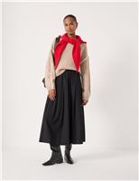 Pleated Midi Skirt with Wool