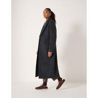 HUSH Wool Rich Textured Longline Coat Charcoal