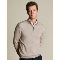 Charles Tyrwhitt Pure Merino Wool Half Zip Jumper Stone