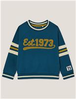 Pure Cotton Varsity Leopard Sweatshirt (3-13 Yrs)