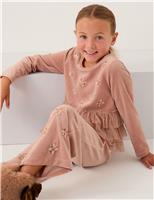 Cotton Rich Embellished Tulle Velour Top (5-15 Yrs)