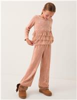 Embellished Velour Wide Leg Trousers (3-13 Yrs)