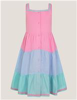 Pure Cotton Colour Block Dress (3-13 Yrs)