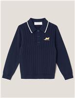 Pure Cotton Ribbed Polo Jumper (3-13 Yrs)