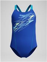Speedo Medley Logo Medalist Swimsuit (5-16 Yrs) Blue Mix