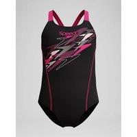 Speedo Medley Logo Medalist Swimsuit (5-16 Yrs) Black Mix