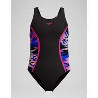 Speedo Hyperboom Splice Muscleback Swimsuit (4-16 Yrs) Black Mix