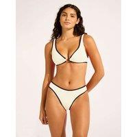 Seafolly Beach Bound High Leg Bikini Bottoms Ecru