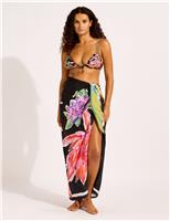 Hothouse Flowers Pure Cotton Floral Beach Cover Up Sarong
