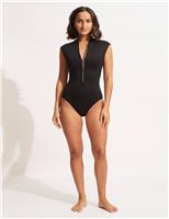 Seafolly Collective Padded Zip Up Swimsuit