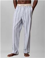 Calvin Klein Pure Cotton Poplin Striped Pyjama Bottoms Blue Mix