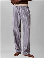 Calvin Klein Pure Cotton Poplin Striped Pyjama Bottoms Blue Mix