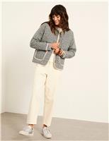 Floral Quilted Collarless Jacket