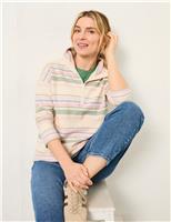 Pure Cotton Striped Funnel Neck Sweatshirt