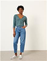 FatFace Pure Cotton V-Neck Top Yellow