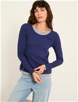 FatFace Cotton Rich Ribbed Top Navy Mix