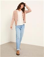 Wool Blend Fleck V-Neck Cardigan