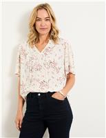 Cherry Print Ruffle Collar Tie Neck Tunic