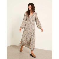 FatFace Ditsy Floral V-Neck Midi Tea Dress Ivory Mix