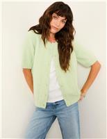 FatFace Textured Cardigan with Wool Light Green