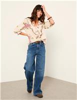 Pure Cotton Frill Neck Floral Blouse